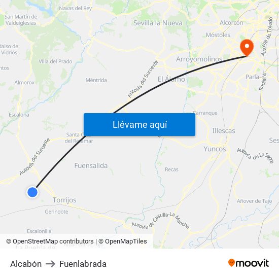 Alcabón to Fuenlabrada map