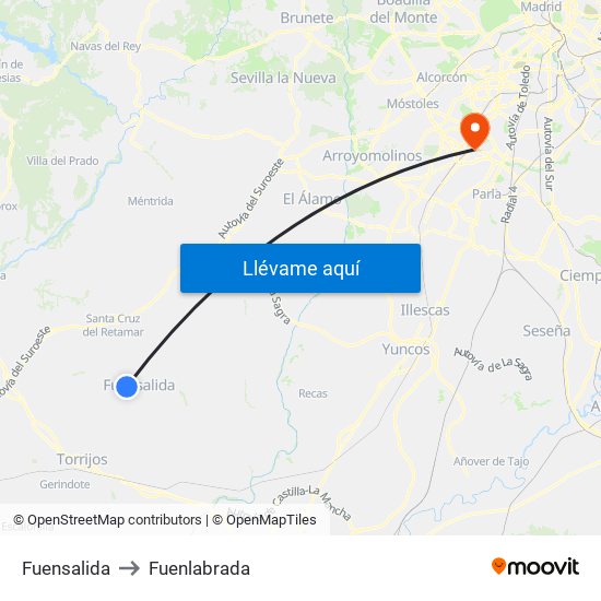 Fuensalida to Fuenlabrada map