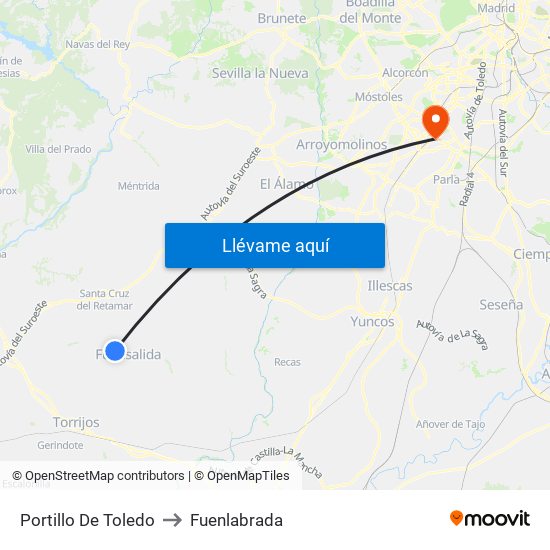 Portillo De Toledo to Fuenlabrada map