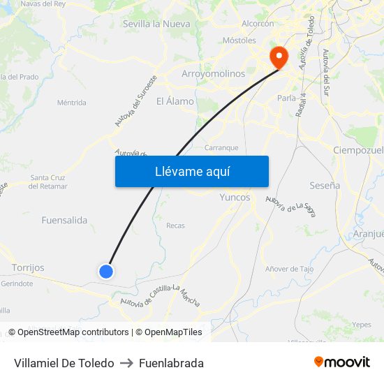 Villamiel De Toledo to Fuenlabrada map