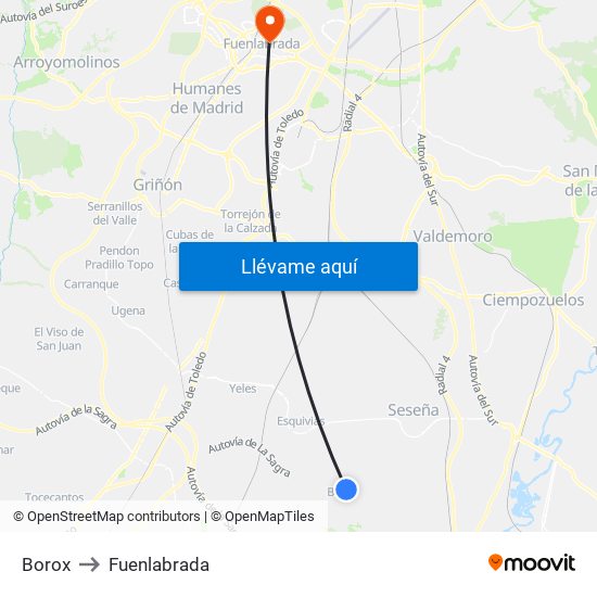 Borox to Fuenlabrada map