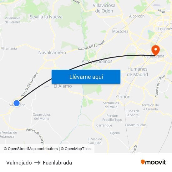 Valmojado to Fuenlabrada map