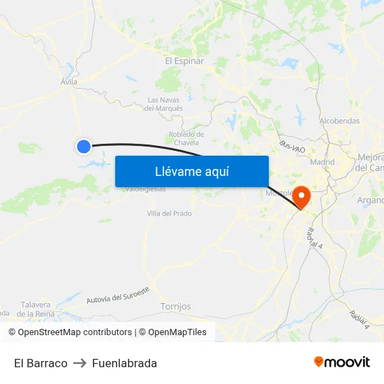 El Barraco to Fuenlabrada map