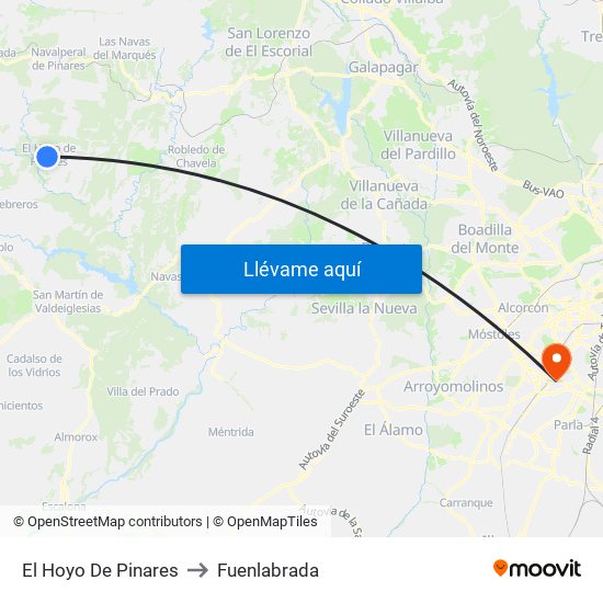 El Hoyo De Pinares to Fuenlabrada map