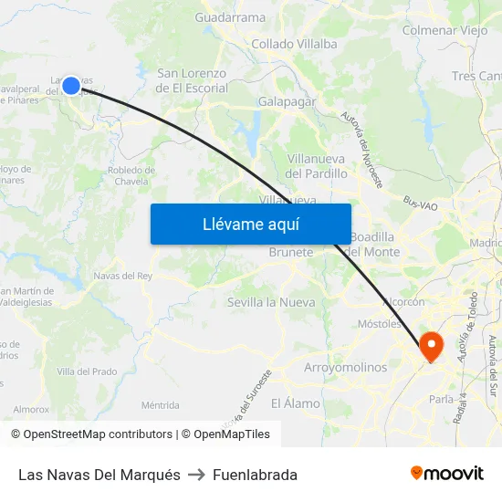 Las Navas Del Marqués to Fuenlabrada map