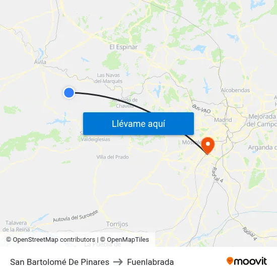 San Bartolomé De Pinares to Fuenlabrada map