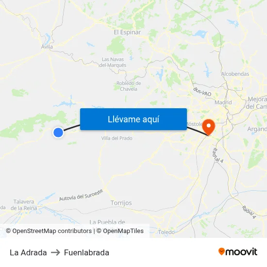 La Adrada to Fuenlabrada map