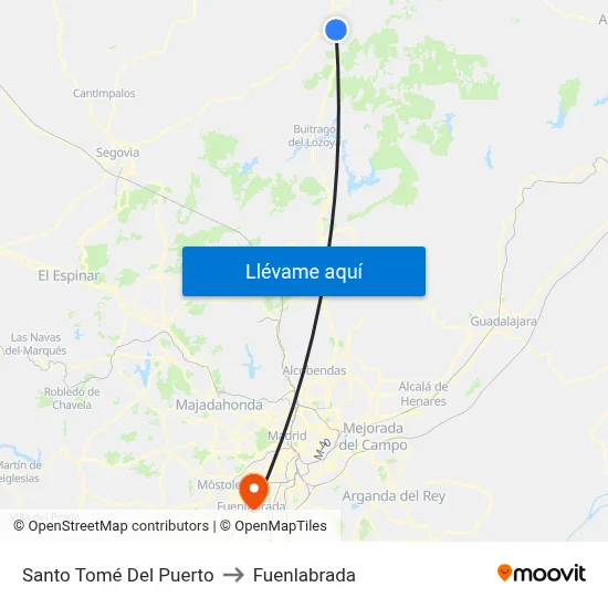 Santo Tomé Del Puerto to Fuenlabrada map