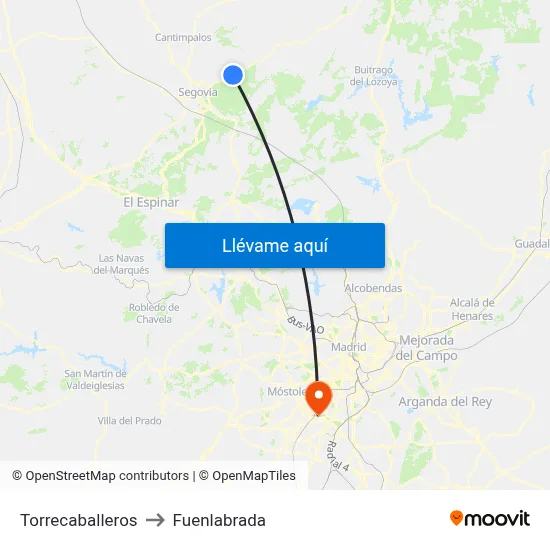 Torrecaballeros to Fuenlabrada map