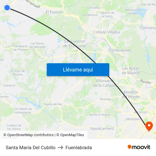 Santa María Del Cubillo to Fuenlabrada map
