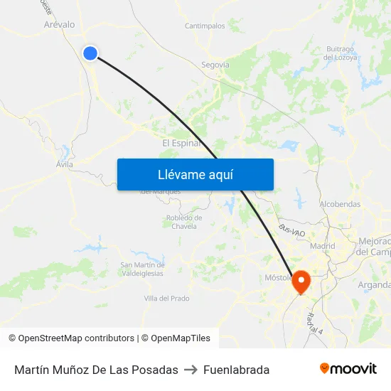 Martín Muñoz De Las Posadas to Fuenlabrada map