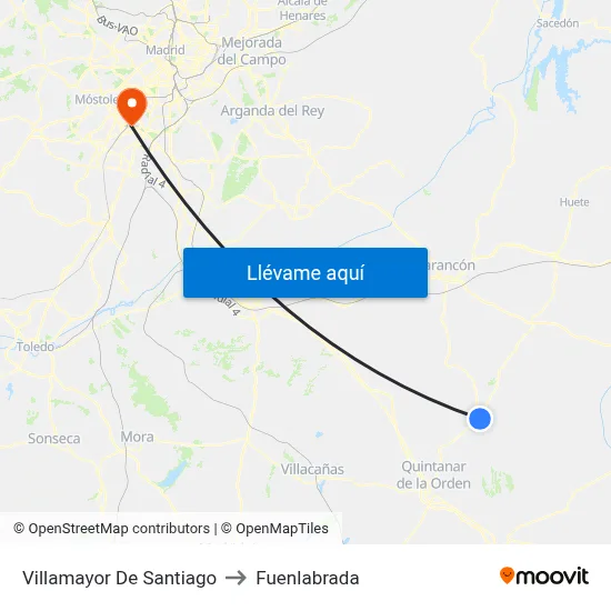 Villamayor De Santiago to Fuenlabrada map