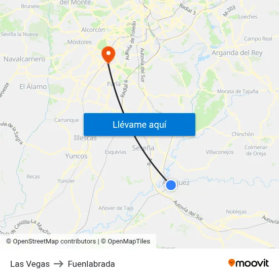 Las Vegas to Fuenlabrada map