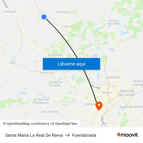 Santa María La Real De Nieva to Fuenlabrada map