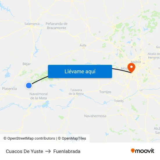 Cuacos De Yuste to Fuenlabrada map
