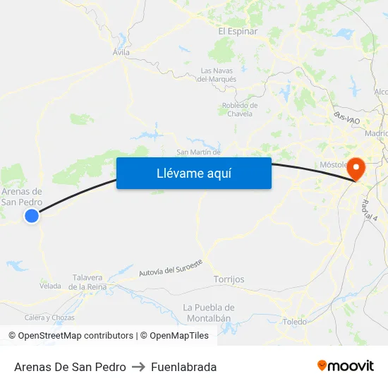 Arenas De San Pedro to Fuenlabrada map