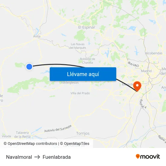 Navalmoral to Fuenlabrada map
