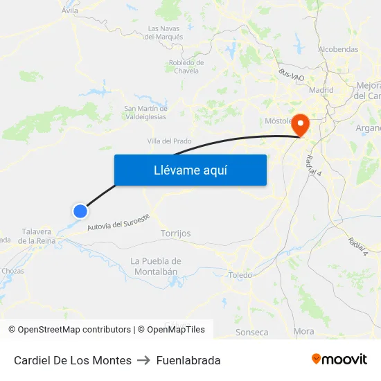 Cardiel De Los Montes to Fuenlabrada map