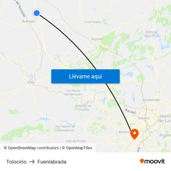 Tolocirio to Fuenlabrada map