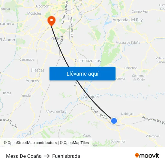 Mesa De Ocaña to Fuenlabrada map