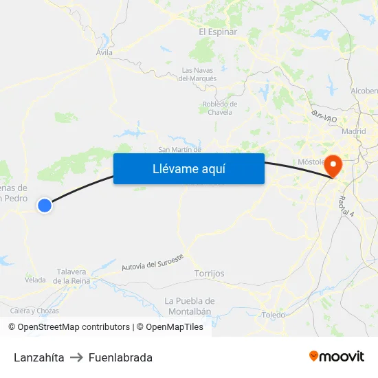 Lanzahíta to Fuenlabrada map
