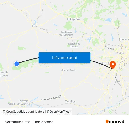 Serranillos to Fuenlabrada map