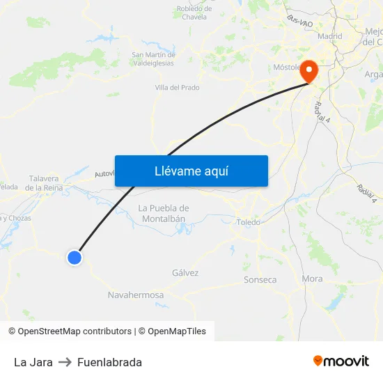 La Jara to Fuenlabrada map