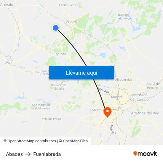 Abades to Fuenlabrada map