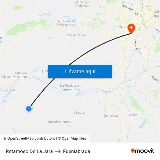 Retamoso De La Jara to Fuenlabrada map