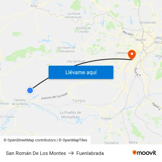 San Román De Los Montes to Fuenlabrada map