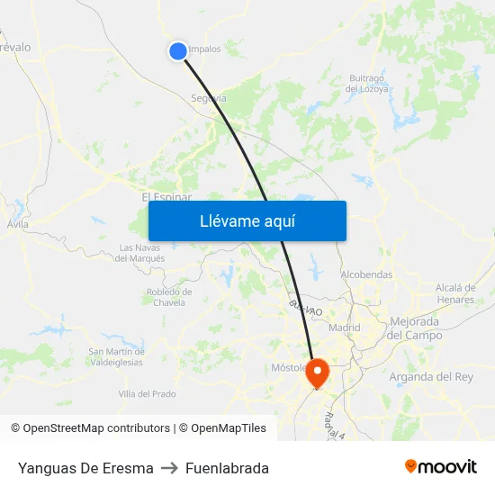 Yanguas De Eresma to Fuenlabrada map