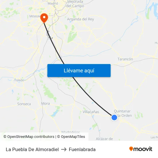 La Puebla De Almoradiel to Fuenlabrada map