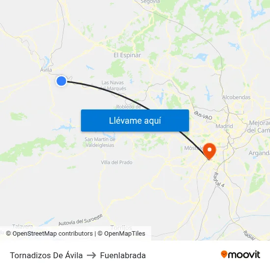 Tornadizos De Ávila to Fuenlabrada map