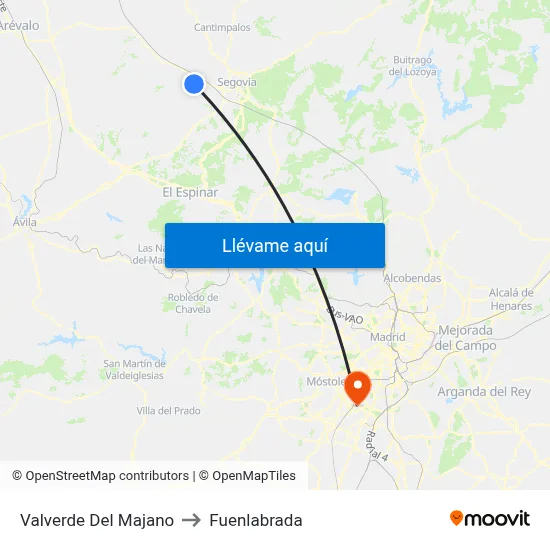 Valverde Del Majano to Fuenlabrada map