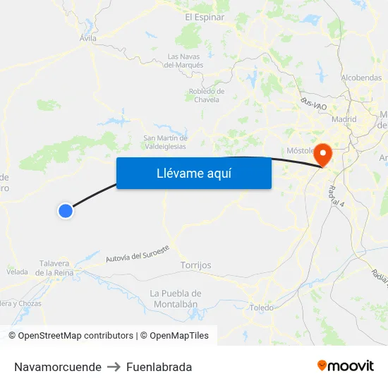 Navamorcuende to Fuenlabrada map
