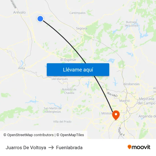 Juarros De Voltoya to Fuenlabrada map