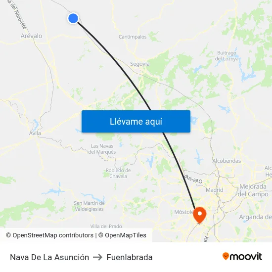 Nava De La Asunción to Fuenlabrada map