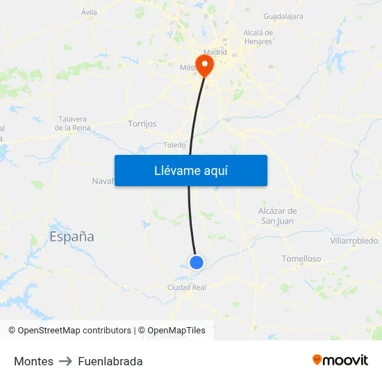 Montes to Fuenlabrada map