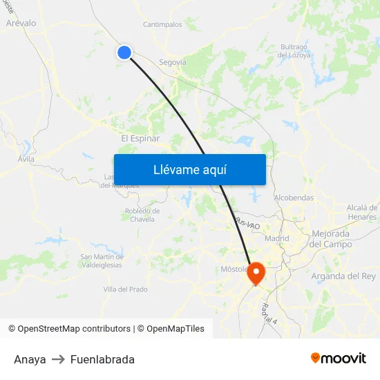 Anaya to Fuenlabrada map