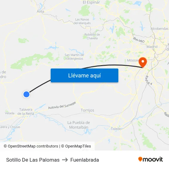 Sotillo De Las Palomas to Fuenlabrada map