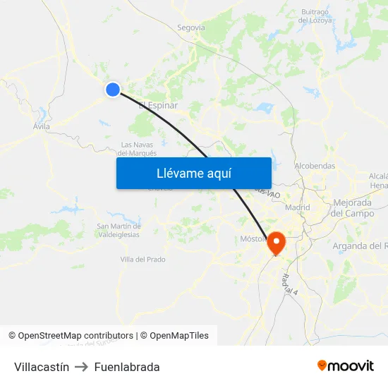 Villacastín to Fuenlabrada map