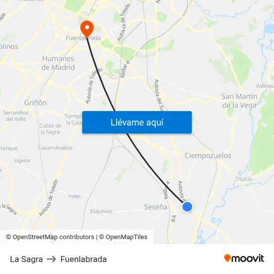 La Sagra to Fuenlabrada map