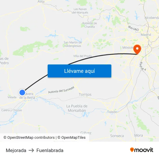 Mejorada to Fuenlabrada map