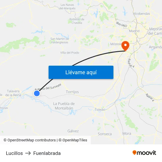 Lucillos to Fuenlabrada map
