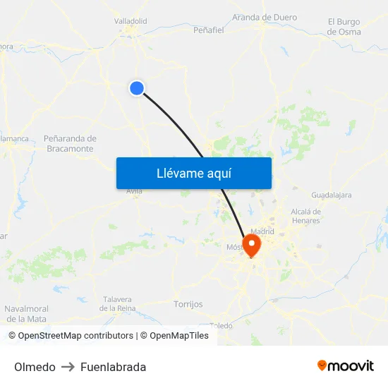 Olmedo to Fuenlabrada map