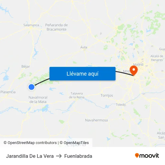 Jarandilla De La Vera to Fuenlabrada map