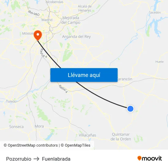 Pozorrubio to Fuenlabrada map