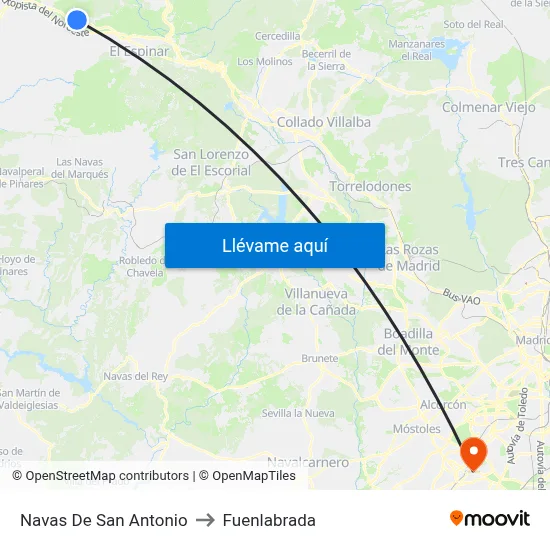 Navas De San Antonio to Fuenlabrada map