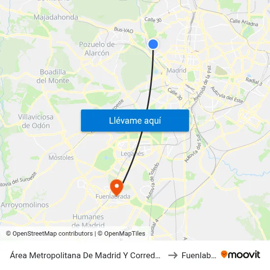 Área Metropolitana De Madrid Y Corredor Del Henares to Fuenlabrada map