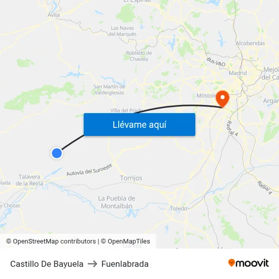 Castillo De Bayuela to Fuenlabrada map